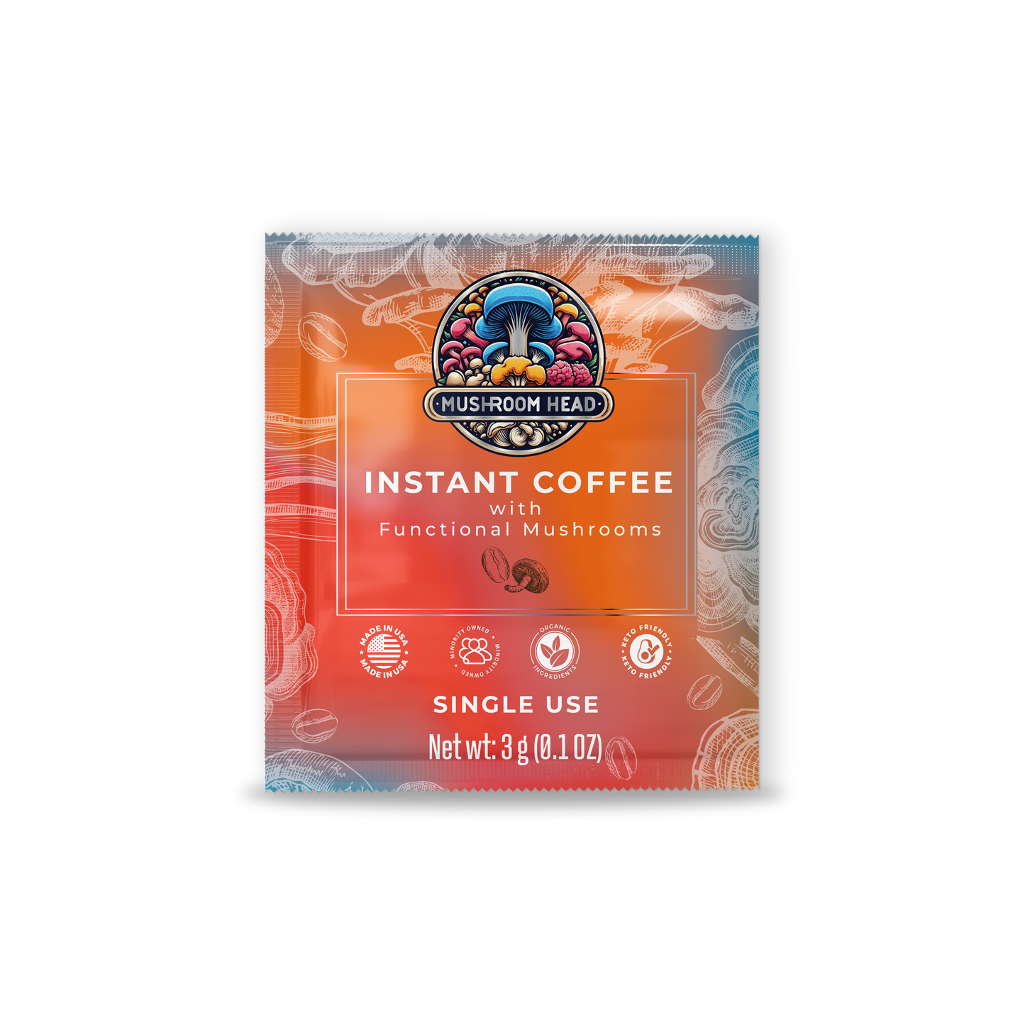 Single Use Instant Coffee with Functional Mushrooms